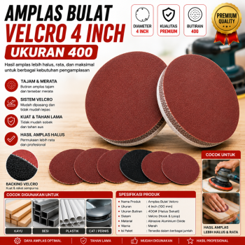 Amplas Bulat Velcro 4 Inch - no. 400