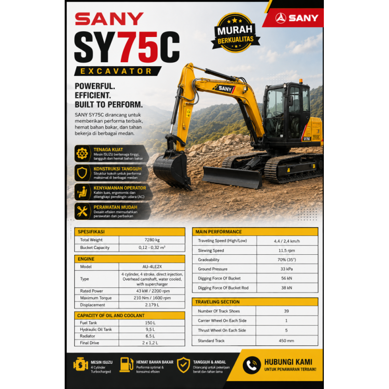 Excavator SANY - SY 75C