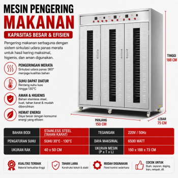Food dryer 15 fan 90 layer 6500W - 40*50cm