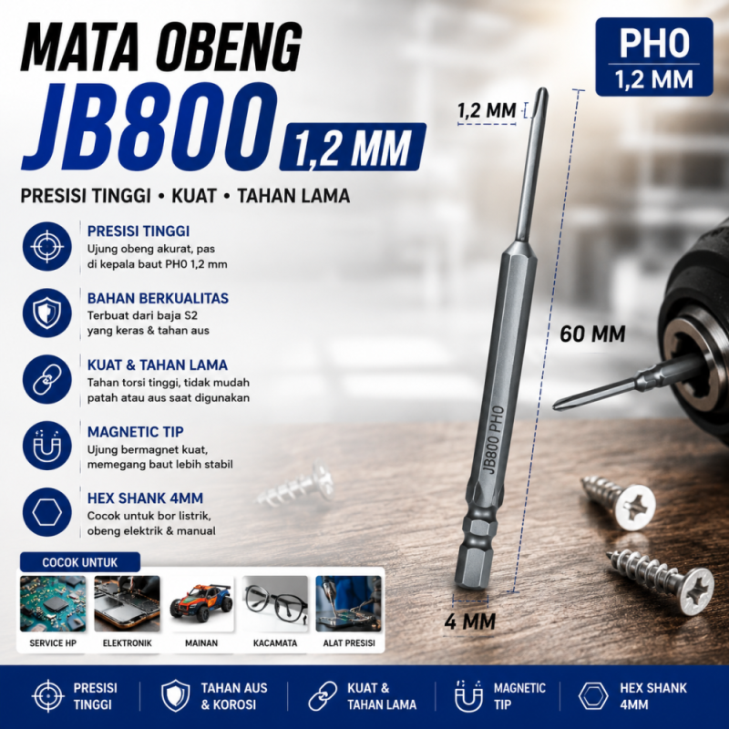 Mata Obeng Listrik JB800 Ukuran 1,2 mm