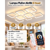 Lampu plafon akrilik 8 head remote control & Kontrol APP - cahaya putih 120W