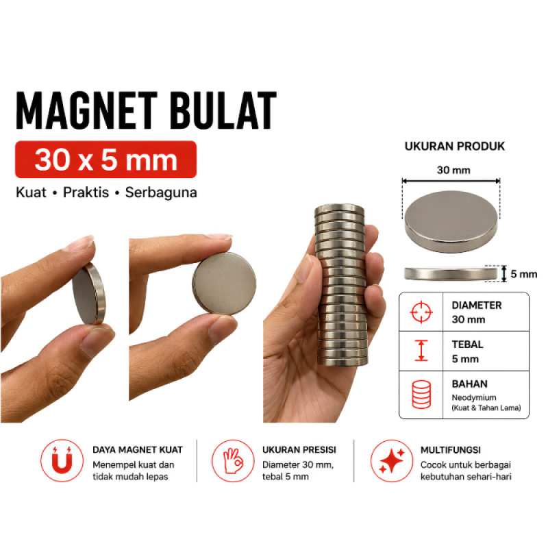 Magnet Neodymium - Coin D30mm*5mm