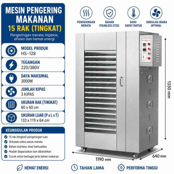 Food dryer 3 fan 15 layer 3000W - 60*60cm