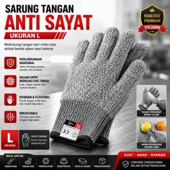 Sarung Tangan Anti Sayat - Anti Potong - Ukuran L