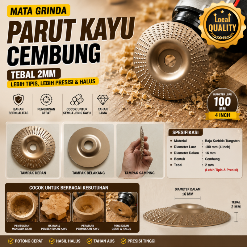 Mata Grinda Parut Kayu - Cembung) - 4 Inch (LOKAL)