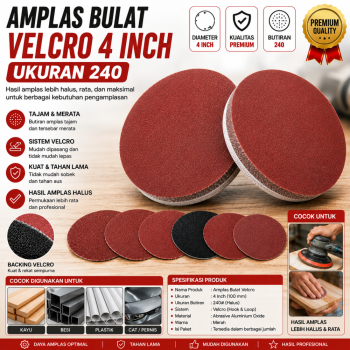 Amplas Bulat Velcro 4 Inch - no. 240