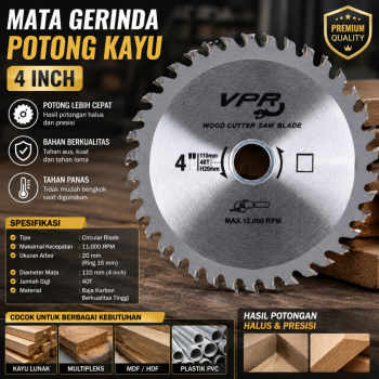 Mata Grinda Potong Kayu (4 Inch)