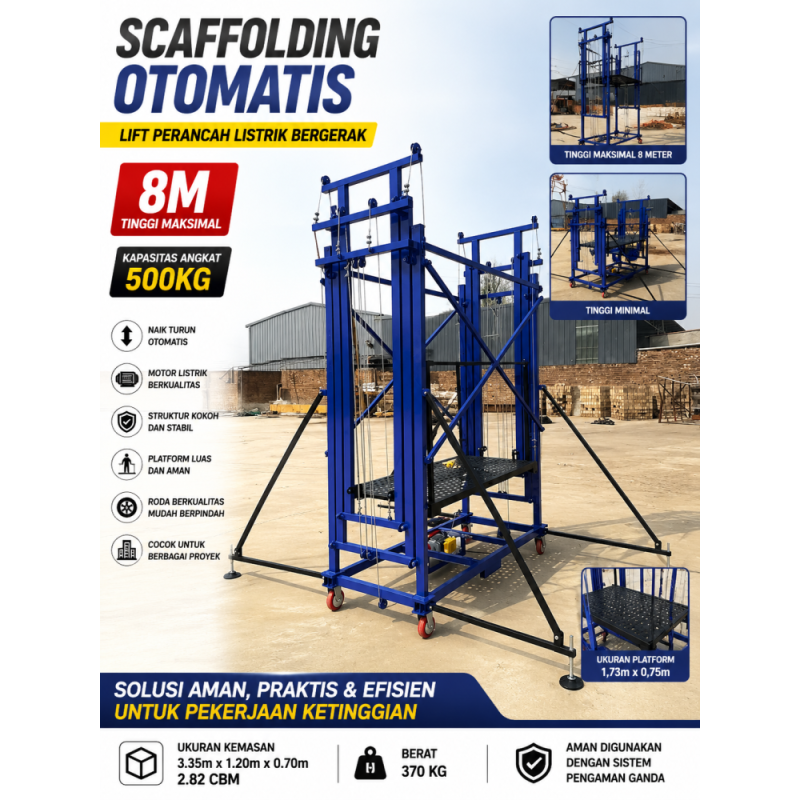 Scafolding Lift Tangga 8m/500 Kg + Remote| Perancah Listrik
